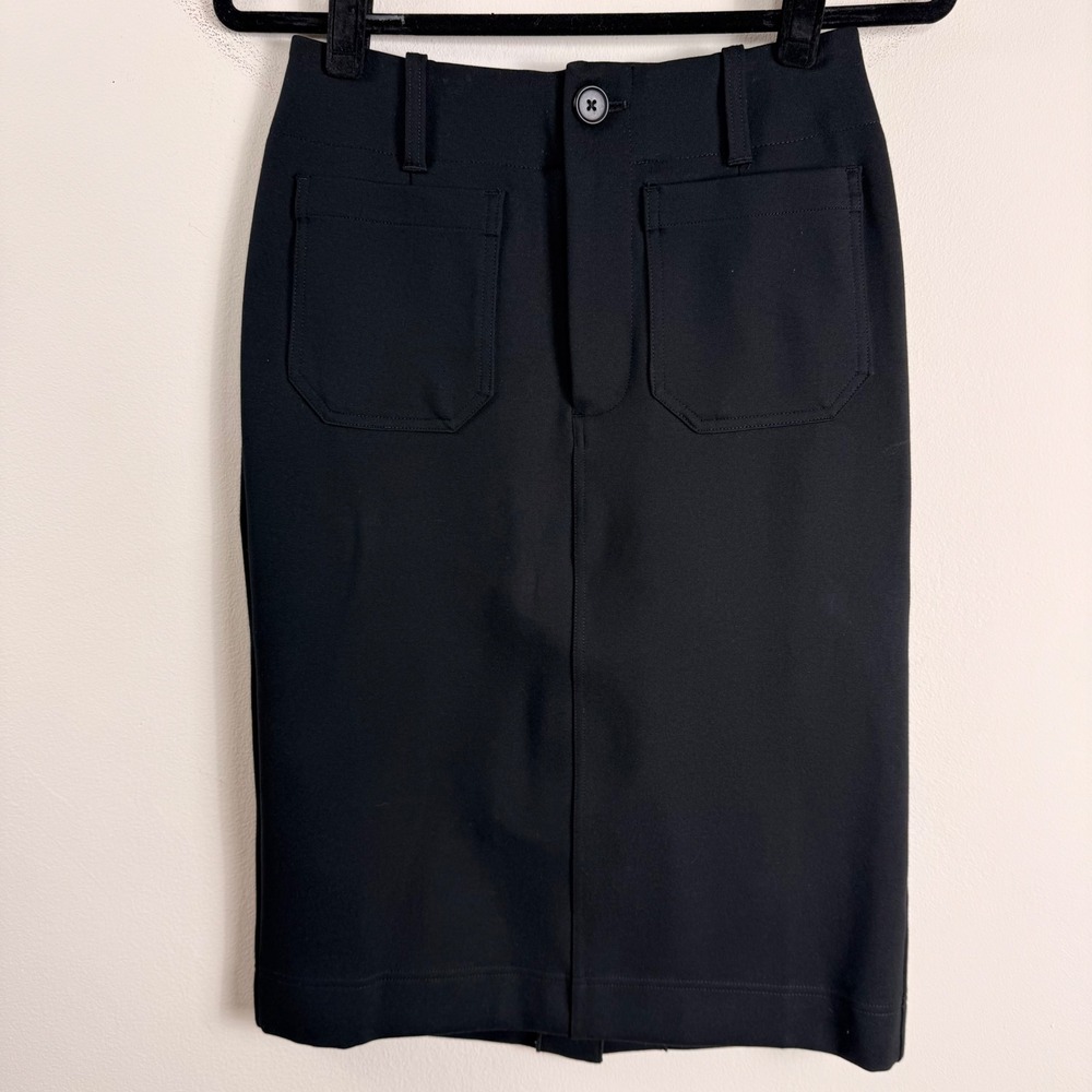 Maeve Anthropologie Colette Ponte Skirt Black High Waisted Pencil Pocket Knee XS - Picture 3 of 11